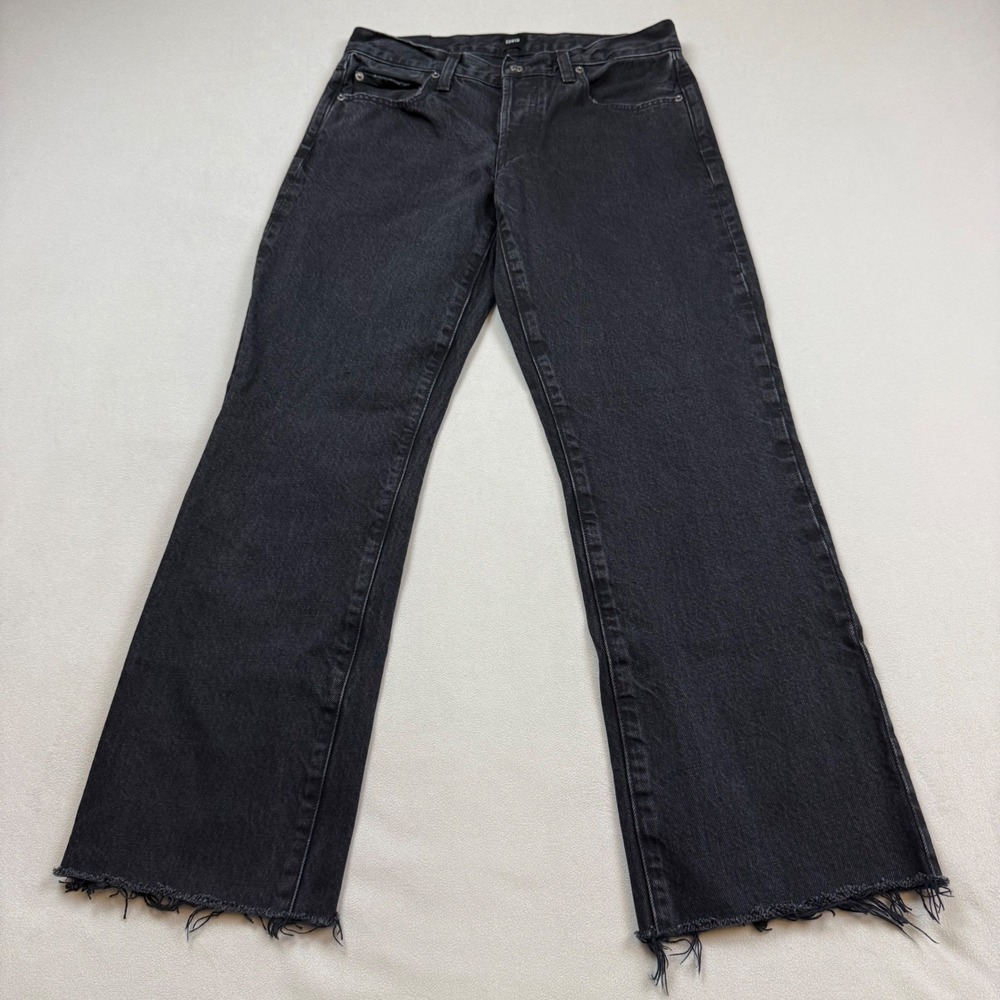 Edwin Simone Black High Rise Straight Leg Raw Hem Button Fly Jeans 26 Sample Tag